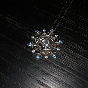 Snowflake Light Blue and Diamond Necklace